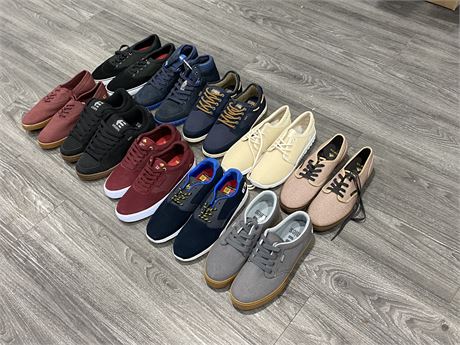 10 BRAND NEW PAIRS OF ETNIES & EMERIC SKATE SHOES (APPROX SIZE MENS 8.5-10)