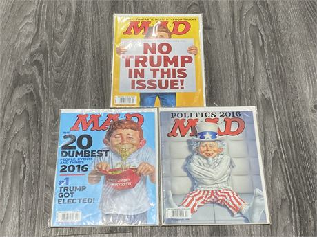 3 MAD MAGAZINES - CARDED & BAGGED - GOOD CONDITION