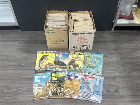 2 BOXES OF EARLY OUT DOORS MAGAZINES - MOSTLY FIELD & STREAM / OUTDOOR LIFE