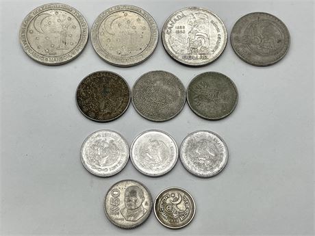 1958 BC SILVER DOLLAR & ASSORTED COINS