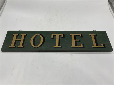 SMALL WOODEN HOTEL SIGN - 6” X 24”