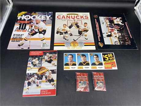 LOT OF CANUCKS MAGAZINES & COLLECTABLES