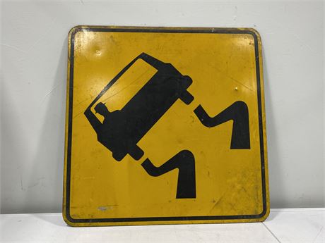 SLIPPERY ROAD HAZARD STEEL SIGN (2ftx2ft)