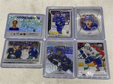 6 ELIAS PETTERSSON CARDS INCLUDING ROOKIES