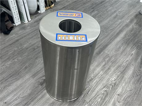 METAL COMMERCIAL RECYCLING BIN 28” TALL 6” OPENING