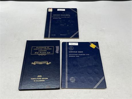 2 LINCOLN HEAD CENT BOOKLETS 1941-1969 + HAND BOOK OF US COINS