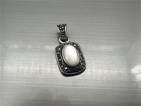 STERLING MARCASITE & MOTHER OF PEARL PENDANT