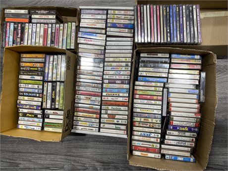 4 BOXES OF TAPES & BOX OF HINDI CDS