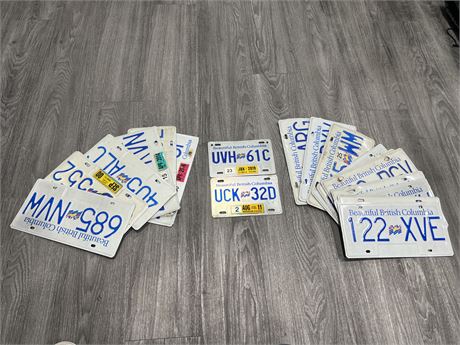 LOT OF ASSORTED BC LICENSE PLATES - 17 TOTAL