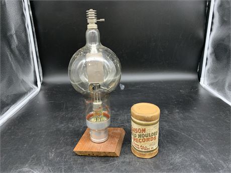 EARLY LIGHT BULB AND EDISON CANISTER
