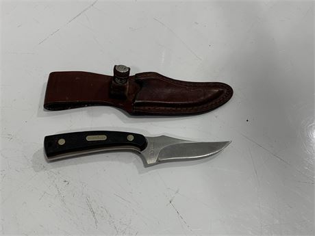 OLD TIMER KNIFE WITH SCHRADE BLADE & LEATHER HOLDER