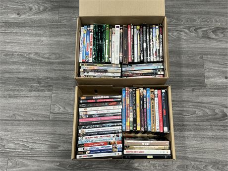 2 BOXES OF DVDS