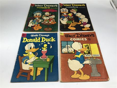 4 1950s DELL DONALD DUCK COMICS