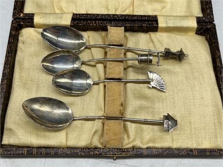 4 ANTIQUE ASIAN STERLING SPOONS - 20 GRAMS