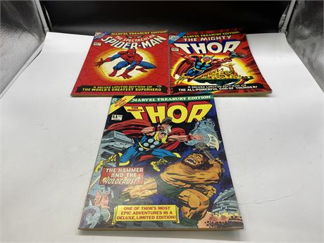 3 LIMITED COLLECTORS’ EDITION LARGE MARVEL COMICS