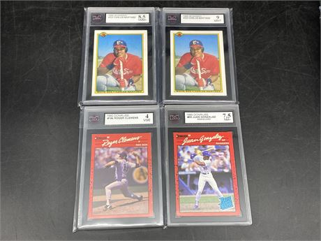 (4) KSA GRADED 1990 MLB CARDS
