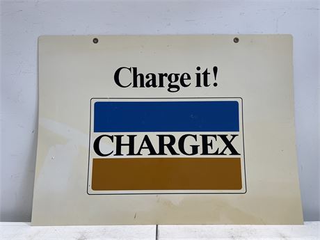 VINTAGE CHARGEX STORE SIGN - DOUBLE SIDED - 32”x22”