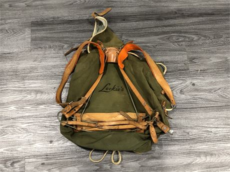 LECKIES VINTAGE CANVAS AND LEATHER HIKING BACKPACK