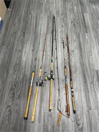5 FISHING RODS - GREAT LAKES - ALGONQUIN - OTHERS