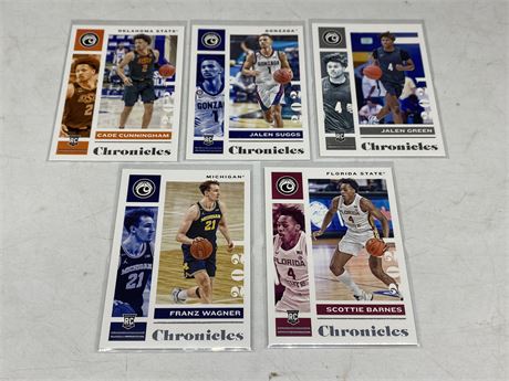 (5) 2021 CHRONICLES NBA ROOKIE CARDS - TOP 5 ROOKIES