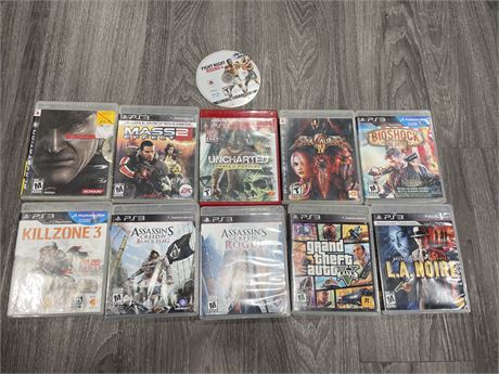11 MISCELLANEOUS PS3 GAMES - GOOD CONDITION