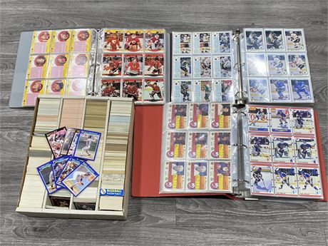 3 BINDERS OF NHL CARDS + BOX OF MLB CARDS