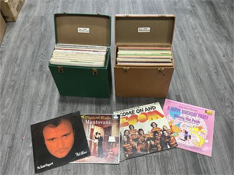 2 RECORD CASES FULL OF RECORDS - CONDITION VARIES
