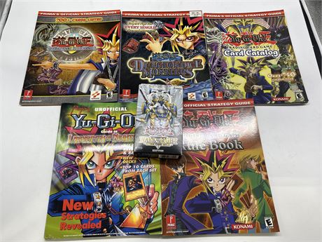 YUGIOH LOT - 5 STRATEGY GUIDES AND SEALED WAVE OF LIGHT STRUCTURE DECK
