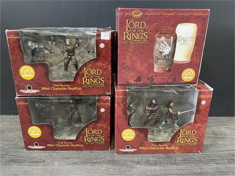 (3 IN BOX) LORD OF THE RINGS FIGURES & LORD OF TGE RINGS PINTS