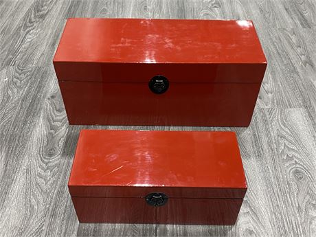 2 LAQUER BOXES - LARGEST IS 22” WIDE