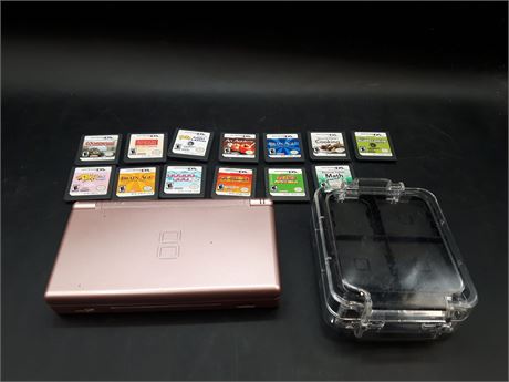 DS LITE CONSOLE WITH GAMES - TESTED & WORKING