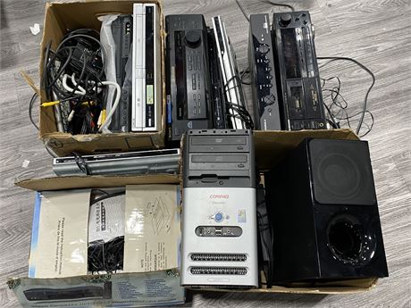 LOT OF DVD PLAYERS, RECEIVERS, & MISC. ELECTRONICS (Non tested, as is)