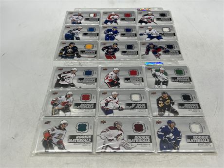 18 ROOKIE NHL JERSEY CARDS - INCLUDES STARS