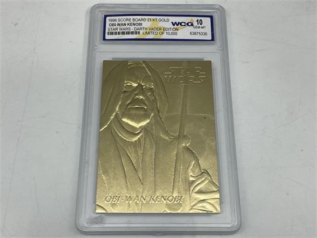 STAR WARS OBI-WAN KENOBI 23CT GOLD CARD L/E #8442 GRADED ‘10 GEM-MINT’