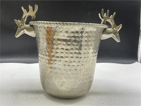 VINTAGE FRENCH STAG MOOSE HEAD ICE BUCKET (11”x8”)