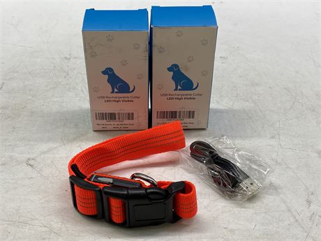 2 NEW USB RECHARGEABLE LED COLLARS