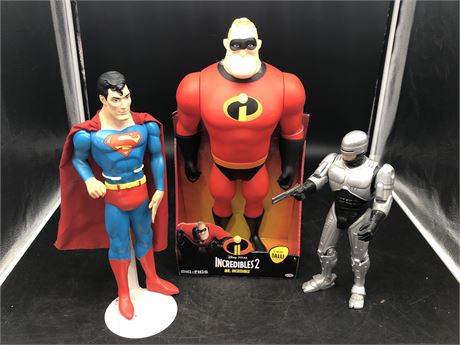 1980’s SUPERMAN AND ROBO COP FIGURES, INCREDIBLES 2 FIGURE