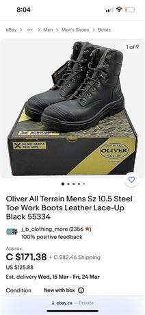 BRAND NEW STEEL TOE OLIVER BRAND WORK BOOTS - SIZE 10 - SPECS IN PHOTOS