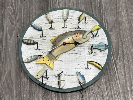 FISHING LURE CLOCK - 13” DIAMETER