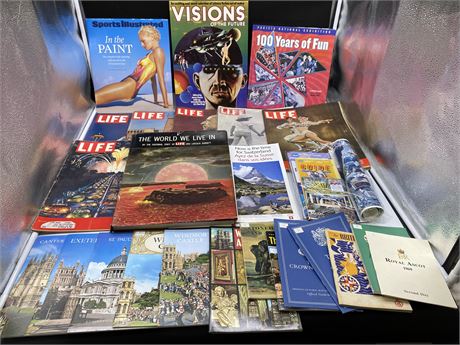 VINTAGE LIFE MAGS, BOOKS, EXPO 86 PAPERS & 1960s ROYALTY PAMPHLETS