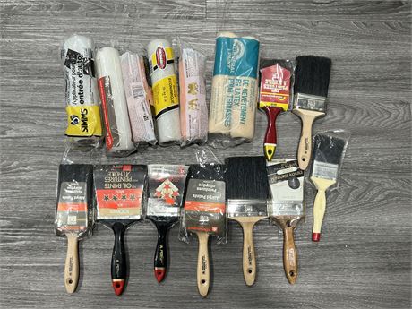 LOT OF NEW PAINT BRUSHES & ROLLERS