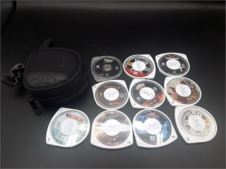 PSP GAME CASE WITH 10 GAMES