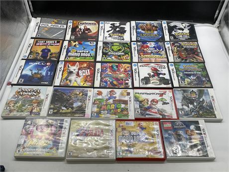 LOT OF 15 DS CASES MOST WITH MANUALS (NO GAMES) & 9 3DS CASES SOME WITH MANUALS