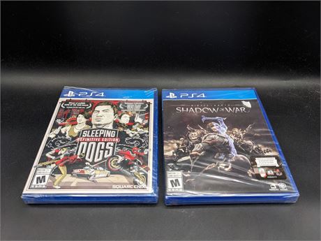 SEALED - SLEEPING DOGS & MIDDLE EARTH SHADOW OF WAR - PS4