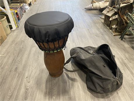 DJEMBE AFRICAN COVERED DRUM W/ SKIN COVER & BAG (14”x25”)