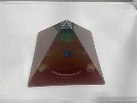 HEALING MEDITATION LUCITE TRIANGLE 9” WIDE
