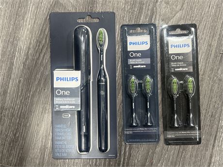 (NEW) PHILLIPS ONE TOOTHBRUSH W/HEADS
