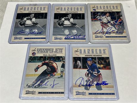 5 NHL PANINI CLASSICS AUTO CARDS