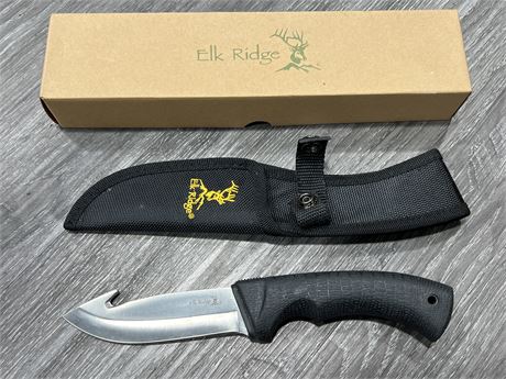NEW ELK RIDGE KNIFE W/ SHEATH (9.5” long)