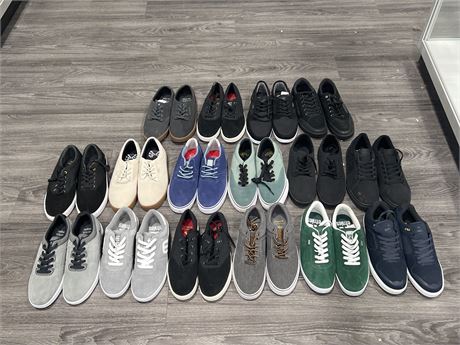 16 BRAND NEW PAIRS OF ETNIES & EMERICA SHOES (APPROX SIZE MENS 9-9.5)